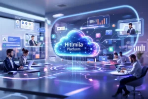 Hitlmila platform digital collaboration dashboard with connected team workspace