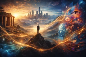 Uncuymaza meaning visualized through philosophy, place, art, and leadership in a symbolic landscape